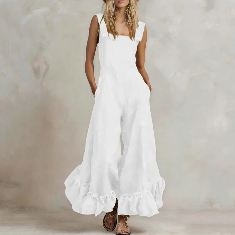 Casual Solid Sleeveless Jumpsuit