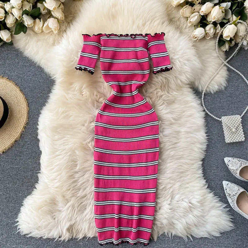 Off Shoulder Striped Sundress