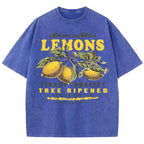 Premium Fresh Lemons Fruit Print Washed T-Shirt
