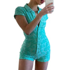 Casual Turn-down Collar Romper