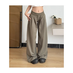 Pantalones casuales estilo holgado de primavera y otoño, cintura baja de gama alta, rectos, ajustados, holgados, de pierna ancha para mujer