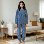 O-Neck Pullover Top + Plaid Loose Elastic Waist Pants Set