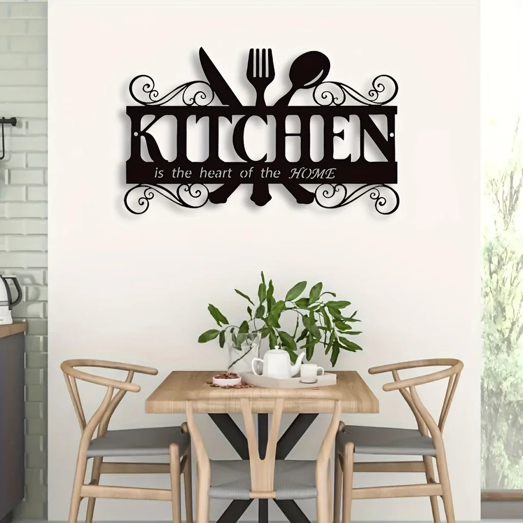Art Deco Inspired Black Metal Kitchen Wall Art