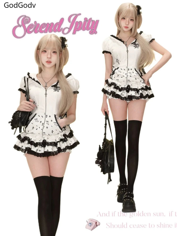 Design Top + High Waist Skirt Set