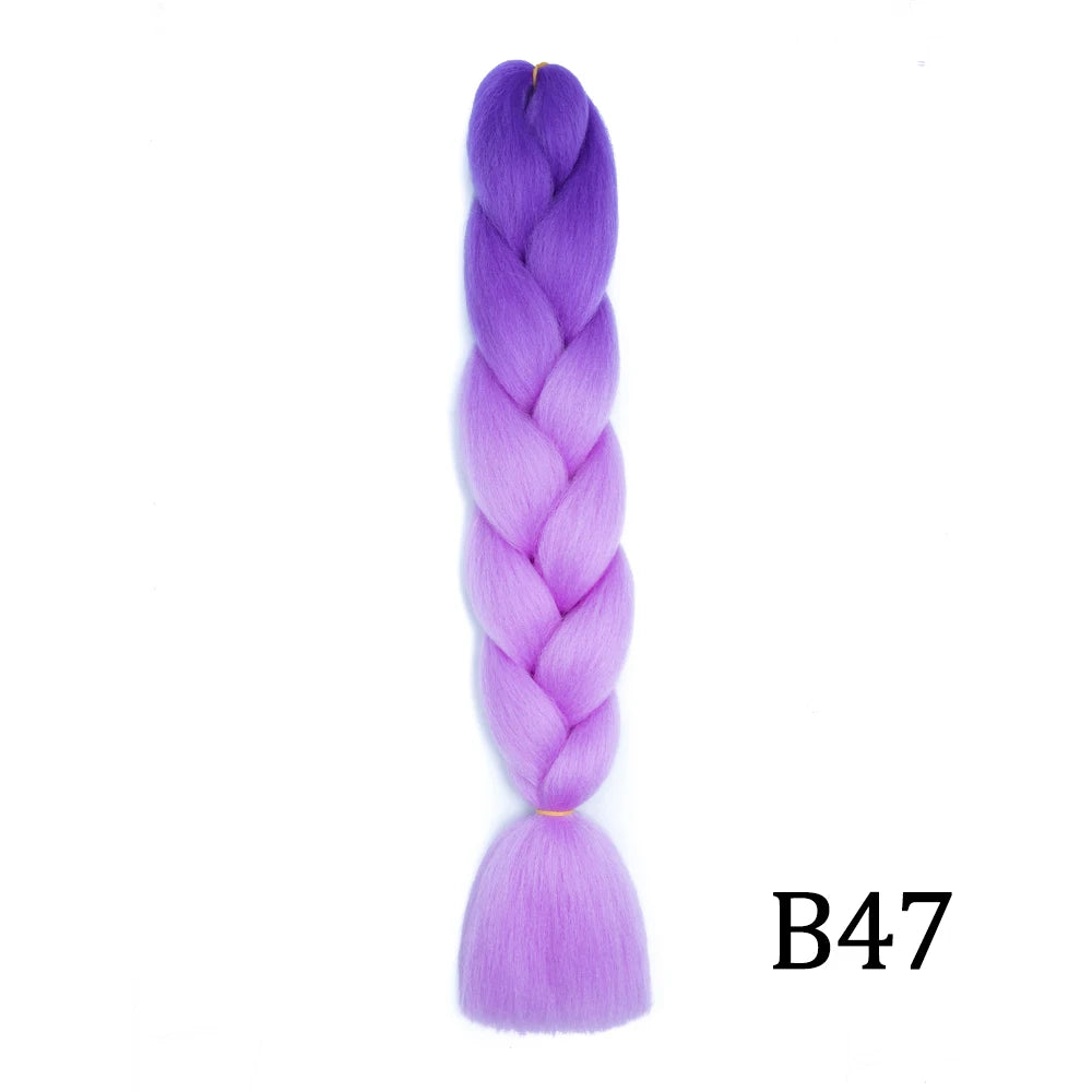 Synthetic 24Inch Long Jumbo Braids Extensions Yaki Straight Braiding Hair Afro Ombre Color Hair