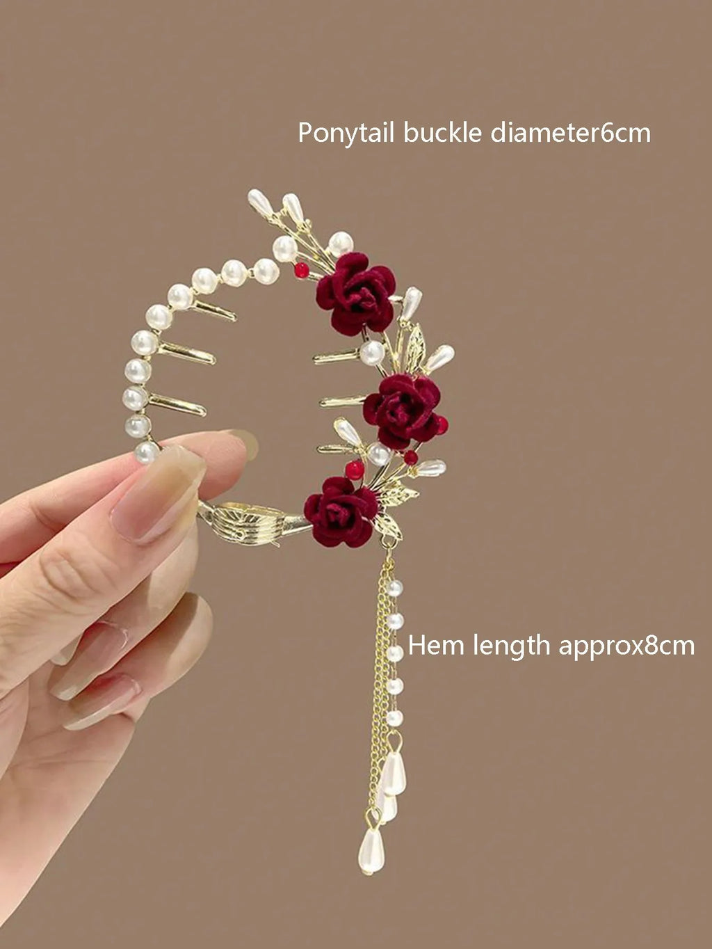 1pc Bun Holder Clip With Flower Tassel