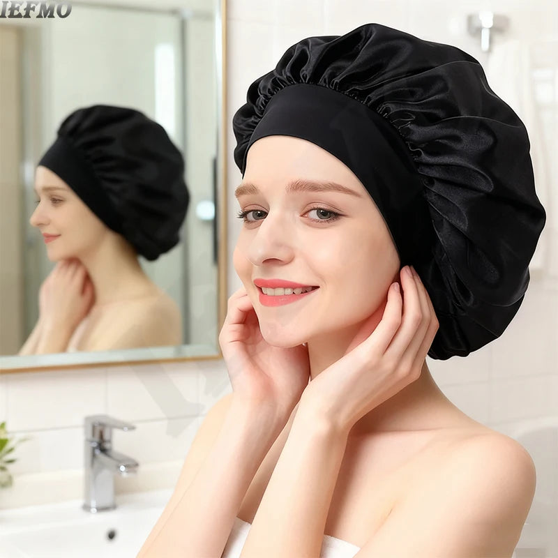 Extra Wide Soft Band Satin Sleep Cap