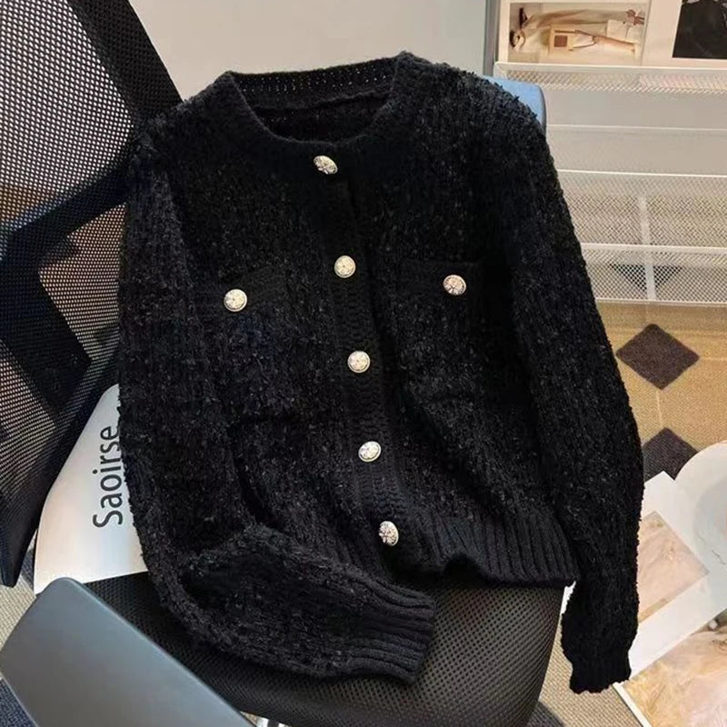 Single Breasted Round Neck Cardigan