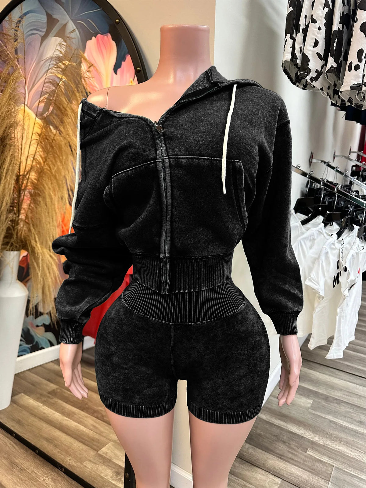 Thick Hooded Sports Shorts Set