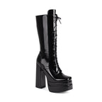 Double Layer Platform Square Toe Boot