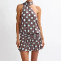 Polka Dot Print Backless Dress