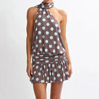 Polka Dot Print Backless Dress