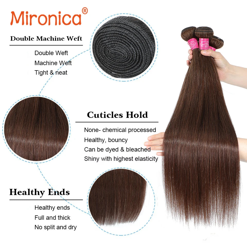 Straight Chocolate Brown Human Hair Bundles