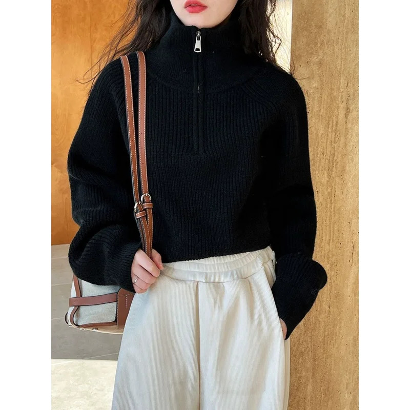 Half Zipper Turtleneck Long Sleeve Sweater