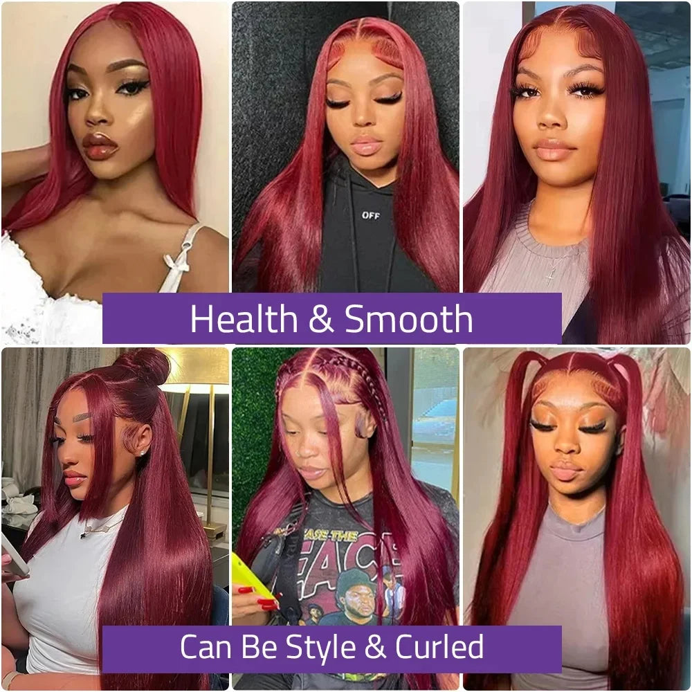 99j Burgundy Lace Frontal Human Hair Wig