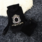 Solid Color Velvet Tracksuit Two-Piece Set