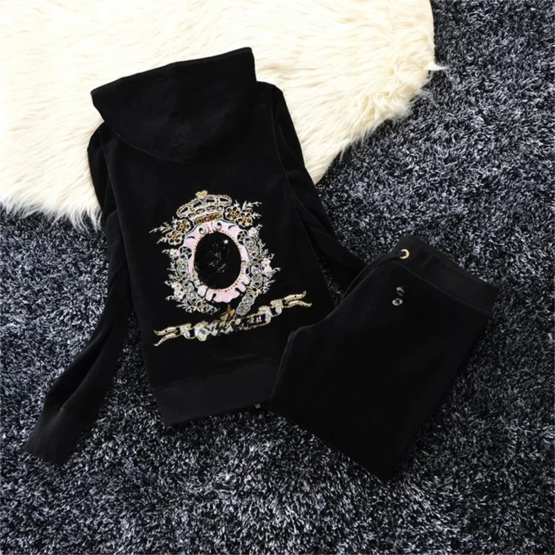 Solid Color Velvet Tracksuit Two-Piece Set