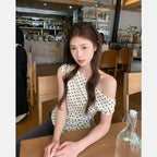 Polka Dot One-shoulder T-shirt