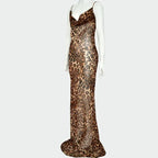 See Through Maxi Backless Dress