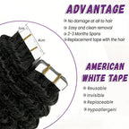 Deep Wave Tape In Hair Extensions Human Hair Brazilian Adhesive Invisible Curly Tape In Extensions Human Hair Natural Black #1B
