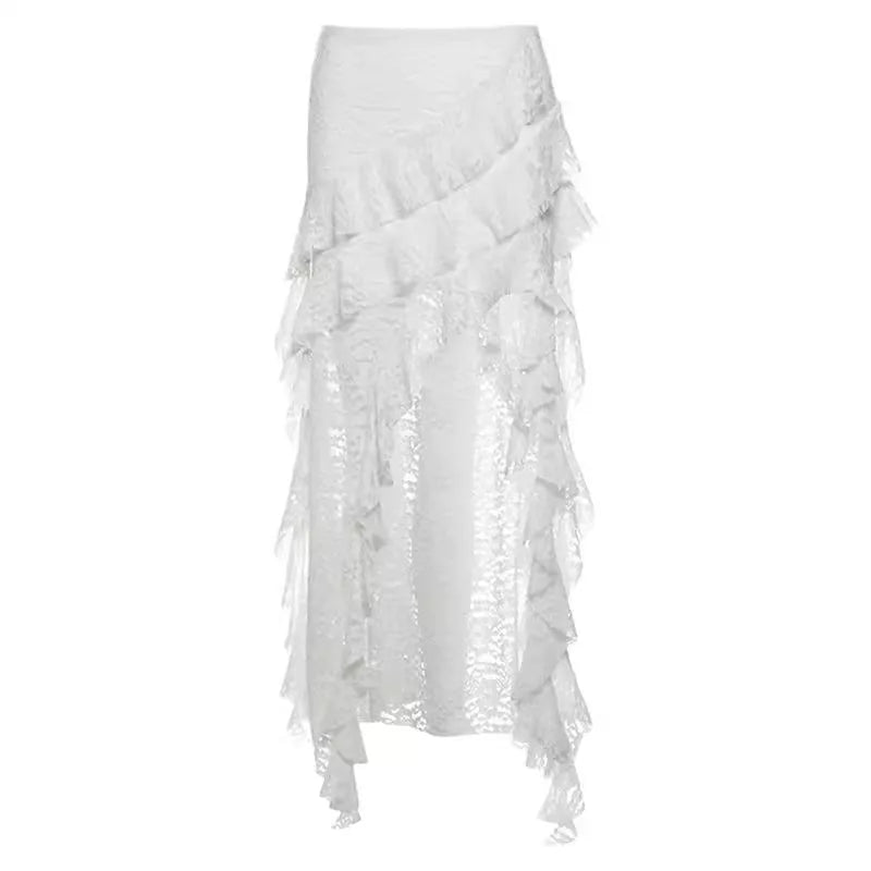 Lace Irregular Long Skirt