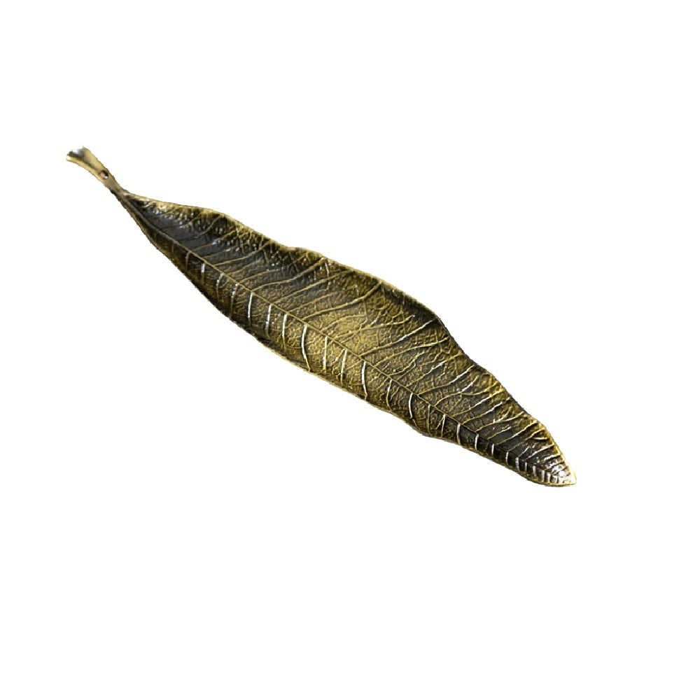Incense Holder Leaf Shaped Incense Stick Tray Holder Alloy Antique Leaf Incense Burner Jewelry Tray Holder for