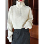 Half Zipper Turtleneck Long Sleeve Sweater