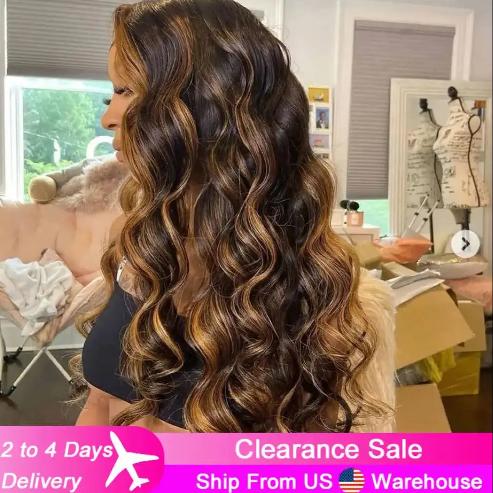 Body Wave Highlight Hd Lace Front Human Hair Wigs 13X6 13X4 HD Transparent Lace Frontal Wigs Human Hair Highlight Wigs For Women
