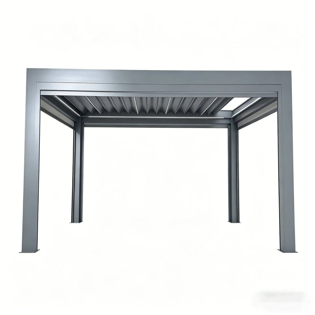 Motorized Retractable Outdoor Gazebo with Louvered Roof, Waterproof, Pressure & UV Resistant