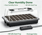 HTMCK 1 Set, Seed Starter Trays With 2 Long Strip Grow Lights, 40 Cells Seed Starter Kit With Humidity Dome For Home Gardene