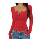 Regular Fit Long Sleeve V Neck Lace Stitching Pullover Top