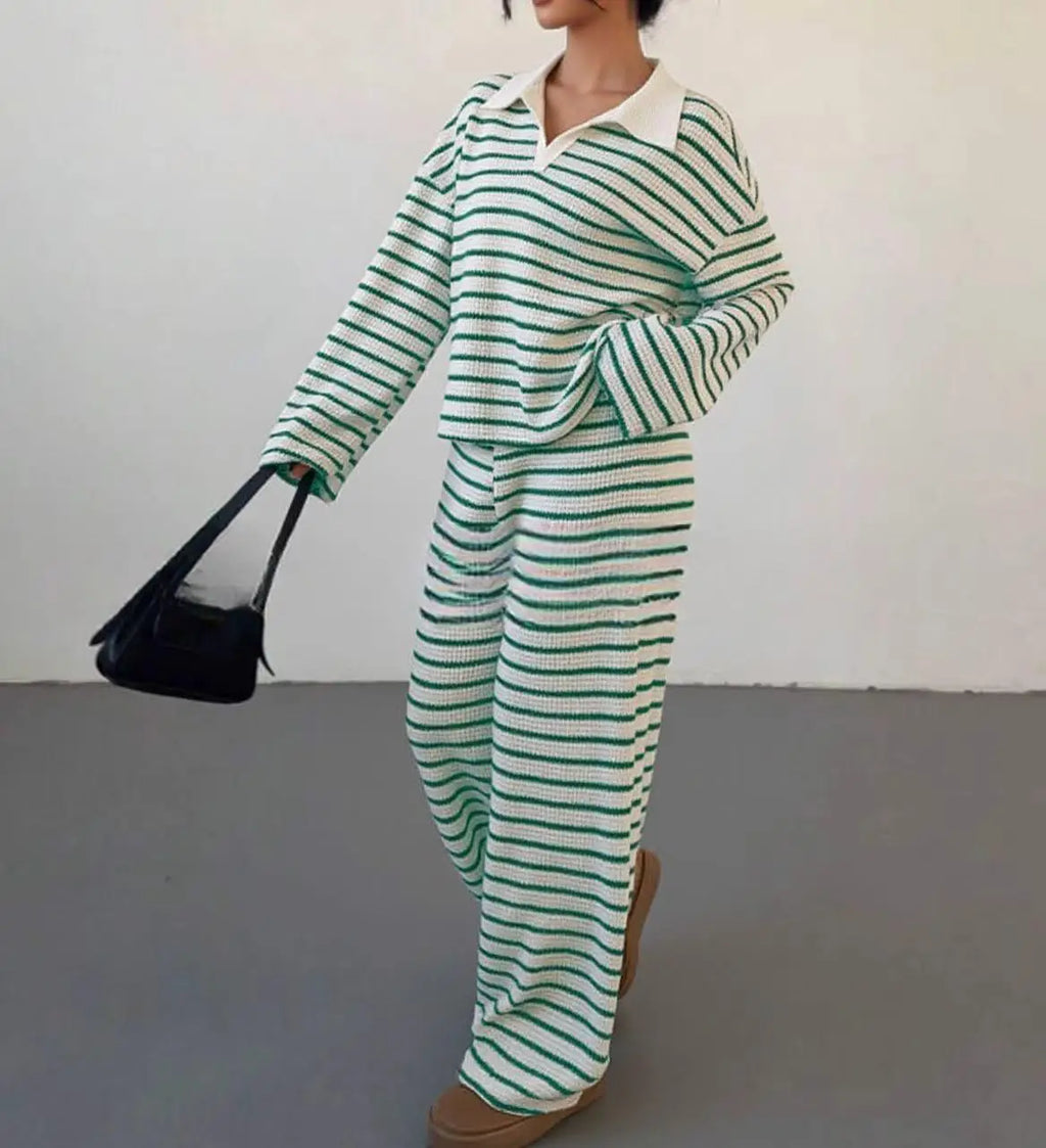Casual Loose Striped Pants Set