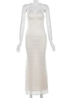 Lace Hollow Out Backless Maxi Dress