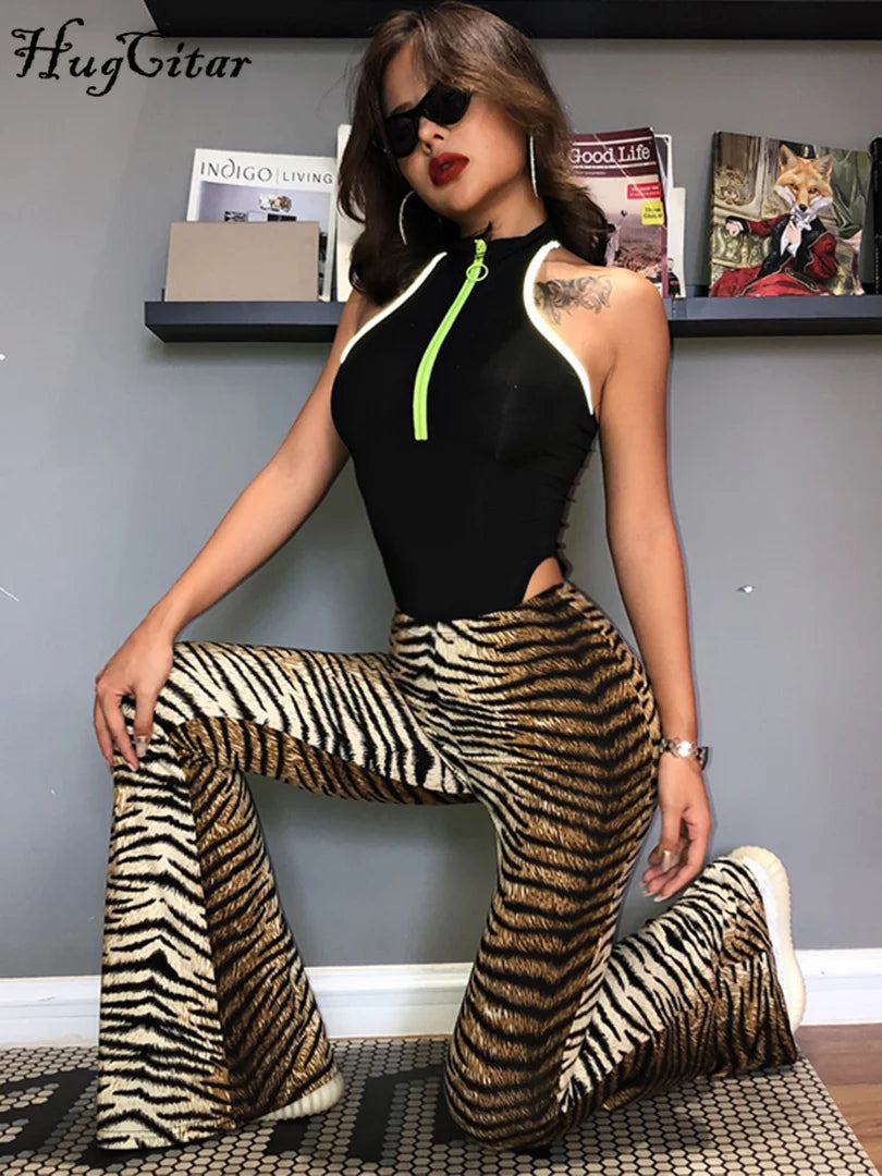 High Waist Leopard Print Flare Leggings