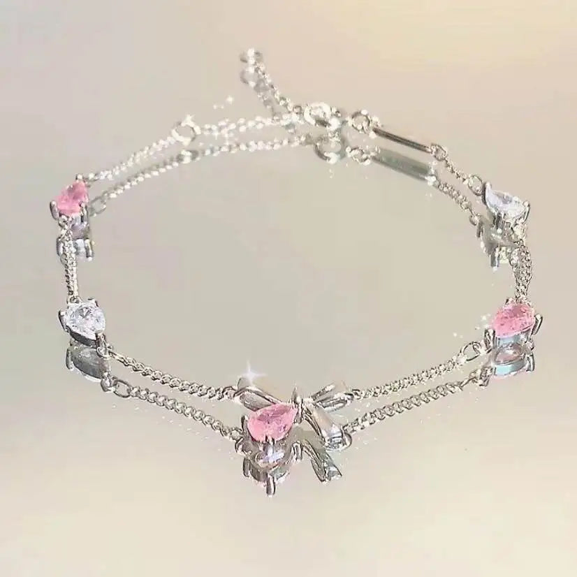Sparkling Cherry Blossoms Butterfly Bracelet