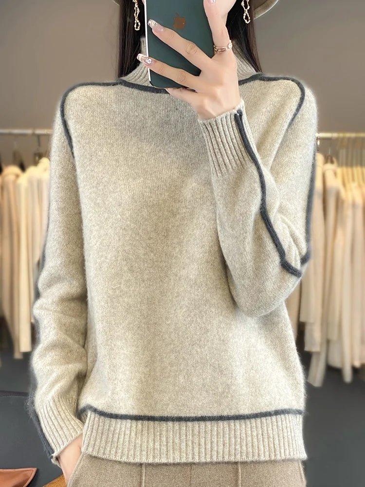 100% Merino Wool Mock Collar Sweater