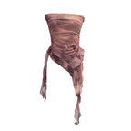 Tie-Dye Mesh Ruffle Edge Asymmetric Tube Top