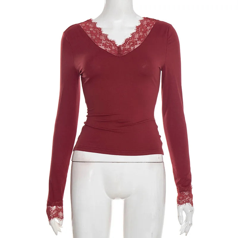 V-Neck Lace T-Shirt