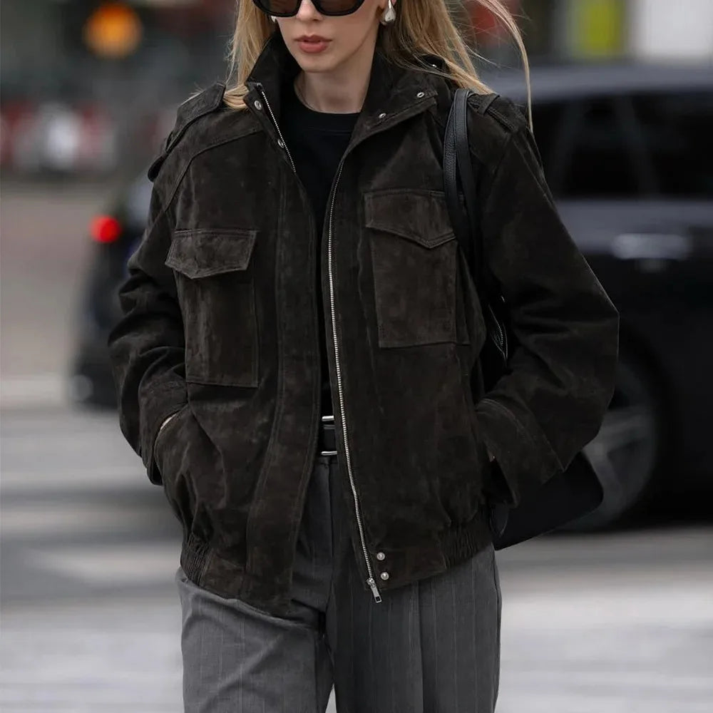 Suede Bomber Jacket