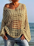 hollowed out loose knit long sleeved pullover