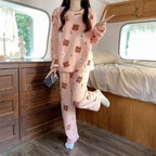 O-Neck Pullover Top + Plaid Loose Elastic Waist Pants Set