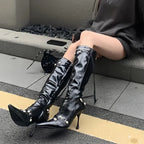 Tassels Side Zippers Pointed Toe Long Booties