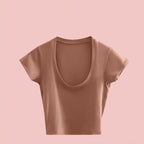 Low-Cut U-Neck Crop Tee