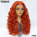 Lace Frontal Wigs 13X6 Synthetic Curly Lace Frontal Wigs With Bangs For Afro Women Pink Blonde Women Wigs With Baby Hair Latisha