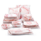 FLORA 26-PIECE Marble Porcelain Tableware Set
