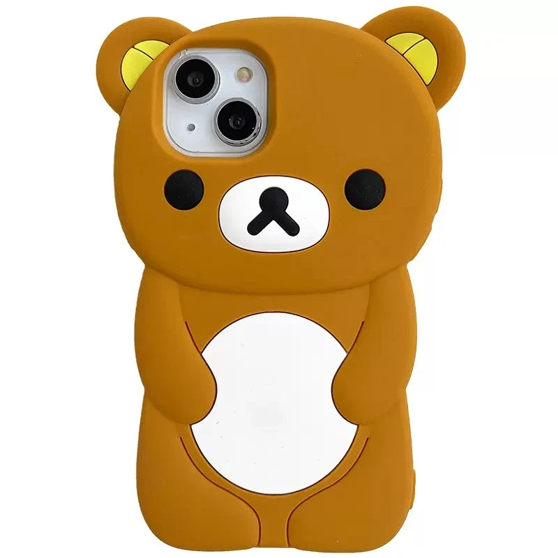Bear Silicone Soft Cover Case For iPhone 17 16 15 14 13 12 11 Pro Max mini Plus Xs XR 6 7 8 Plus