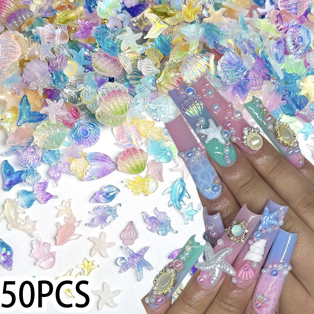50pcs 3D Kawaii Mixed Resin Nail Charms