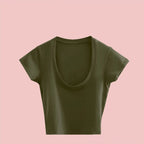 Low-Cut U-Neck Crop Tee