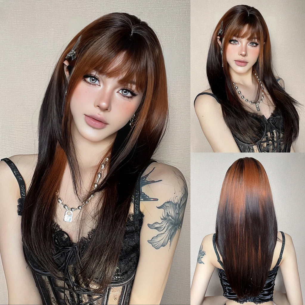 Light Blonde Golden Hair Long Silky Straight Synthetic Wig for Women Blonde Natural Hairs Wig Daily Lolita Heat Resistant Wigs