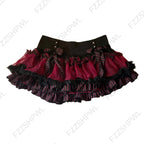 Falda mini de mujer Lolita Gótico Emo Estética Sexy Delgada Elegante con Lazo Estilo Jerky Capas Escalonadas Faldas Harajuku Lindas Modernas Gyaru